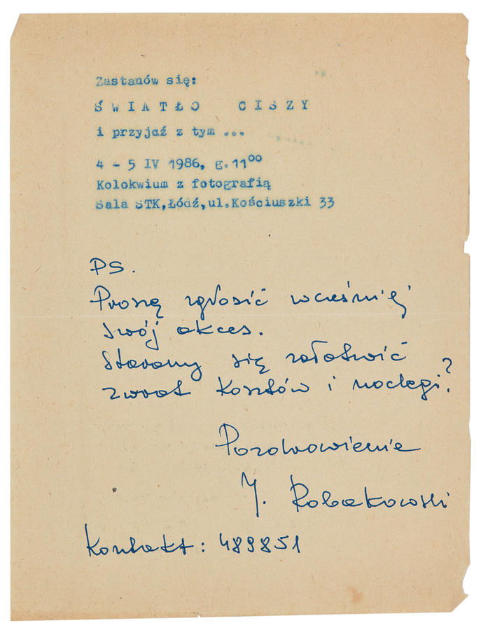 Zaproszenie na Kolokwium z fotografią pt. &bdquo;Światło ciszy&rdquo;