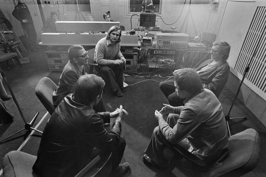 &bdquo;Żywa galeria&rdquo;, dykusja w Wytw&oacute;rni Film&oacute;w Oświatowych, Ł&oacute;dź, ok. 1974