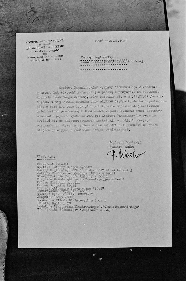 Wystawa &bdquo;Konstrukcja w procesie&rdquo;, Łódź, 1981