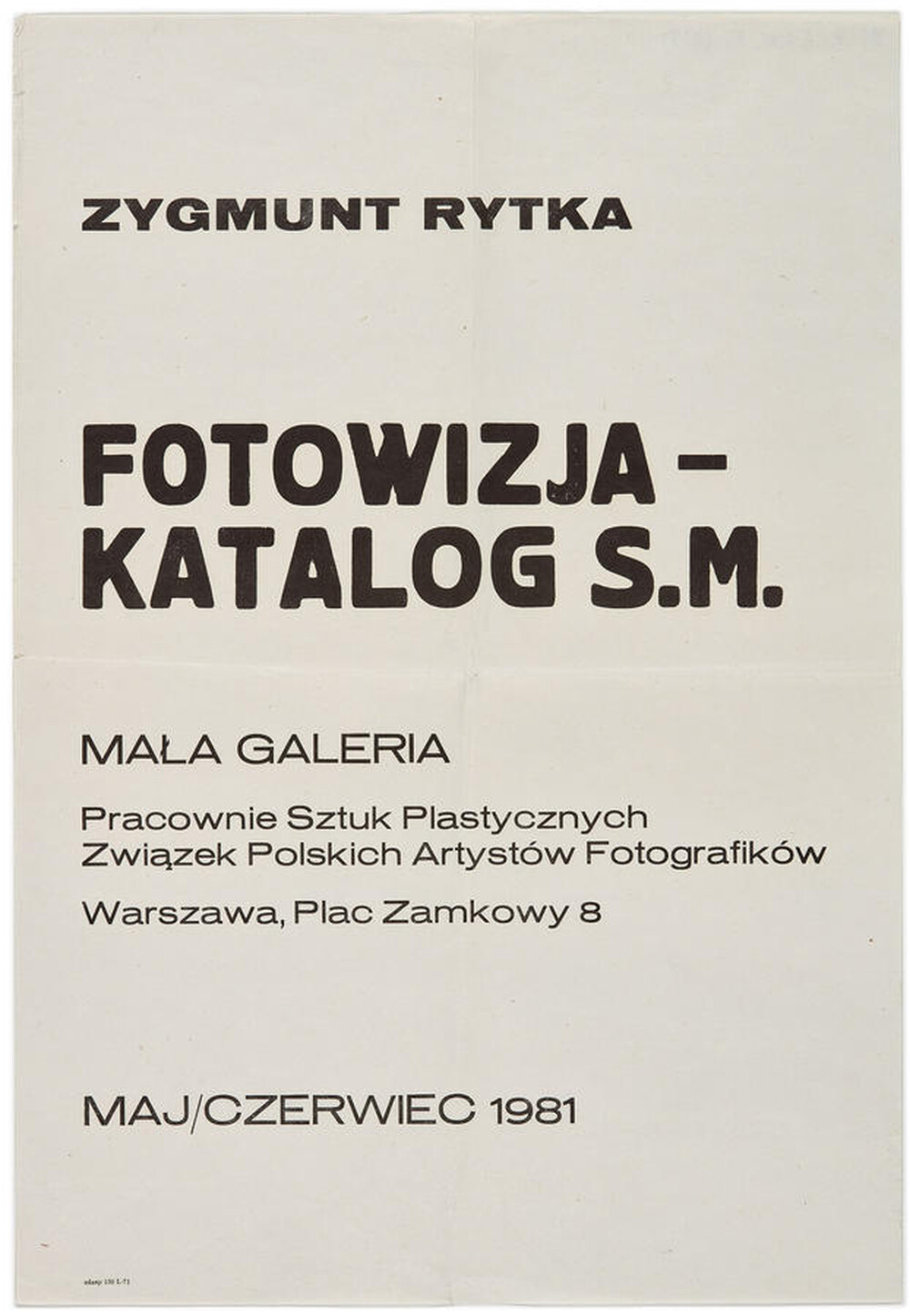 Plakat do wystawy Zygmunta Rytki „Fotowizja - Katalog S.M.”