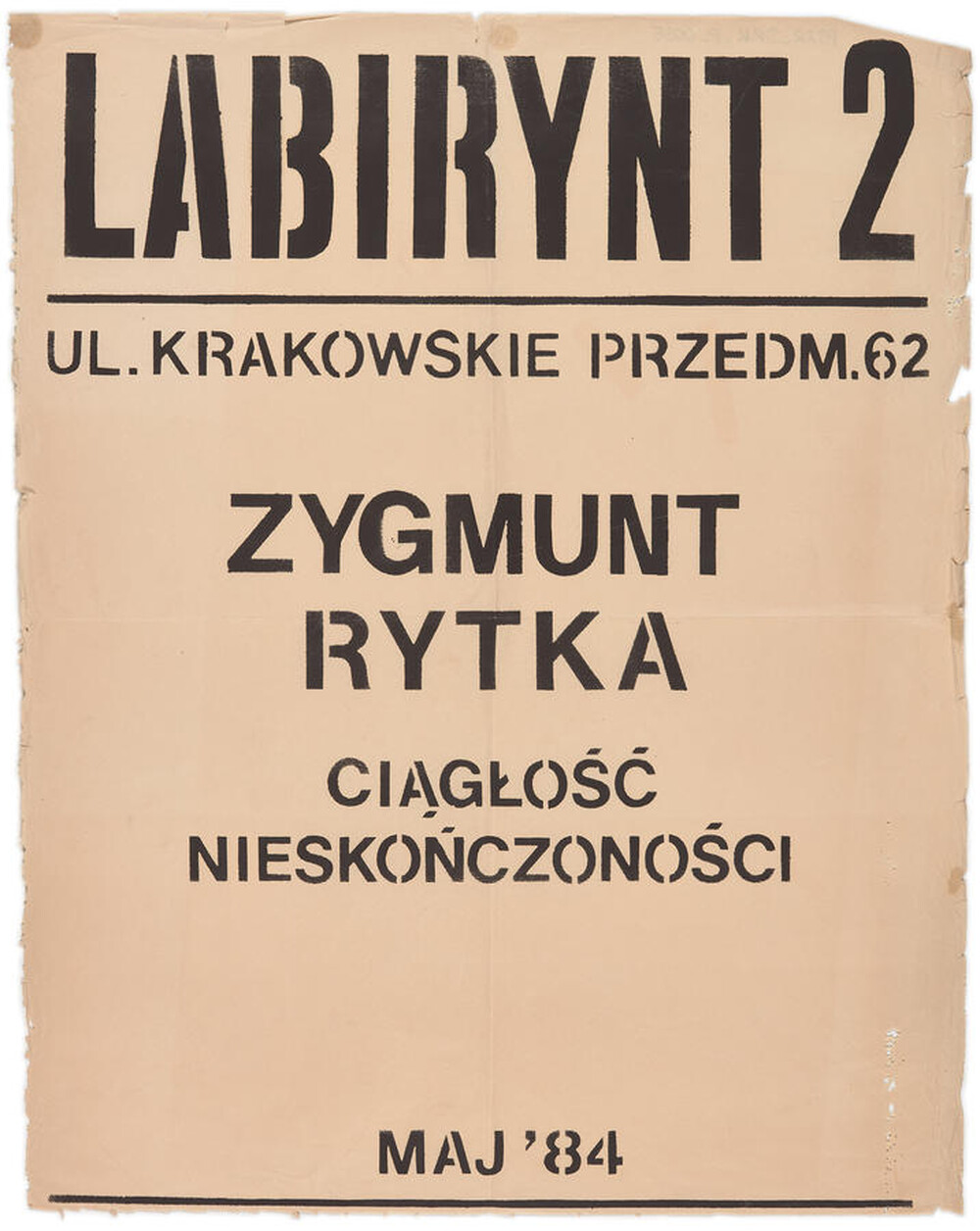 Plakat do wystawy Zygmunta Rytki „Ciągłość nieskończoności”