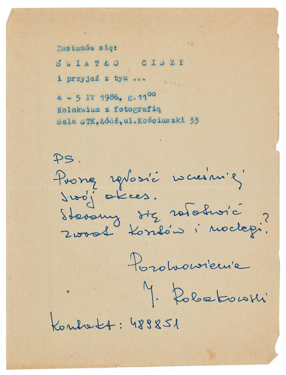 Zaproszenie na Kolokwium z fotografią pt. &bdquo;Światło ciszy&rdquo;