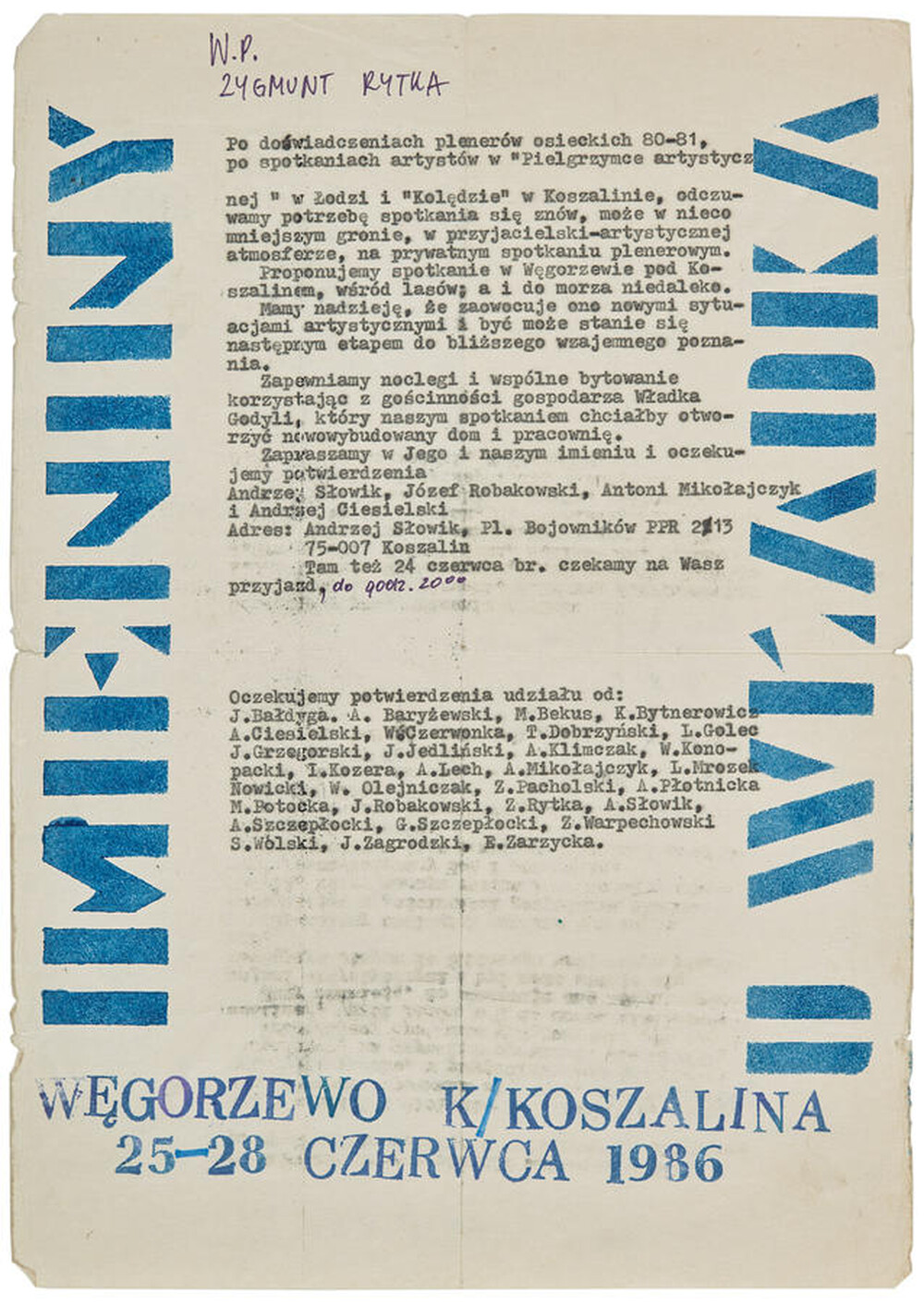 Zaproszenie na plener w Węgorzewie pod nazwą &bdquo;Imieniny u Władka&rdquo;
