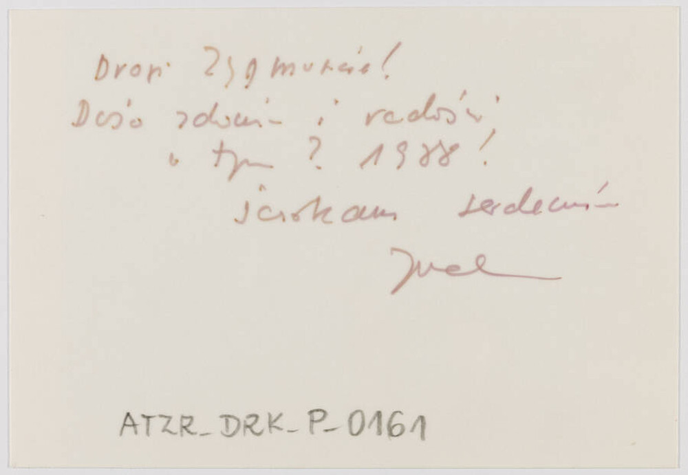 Self-portrait of Jerzy Lewczyński with New Year's greetings for Zygmunt Rytka (reverse)