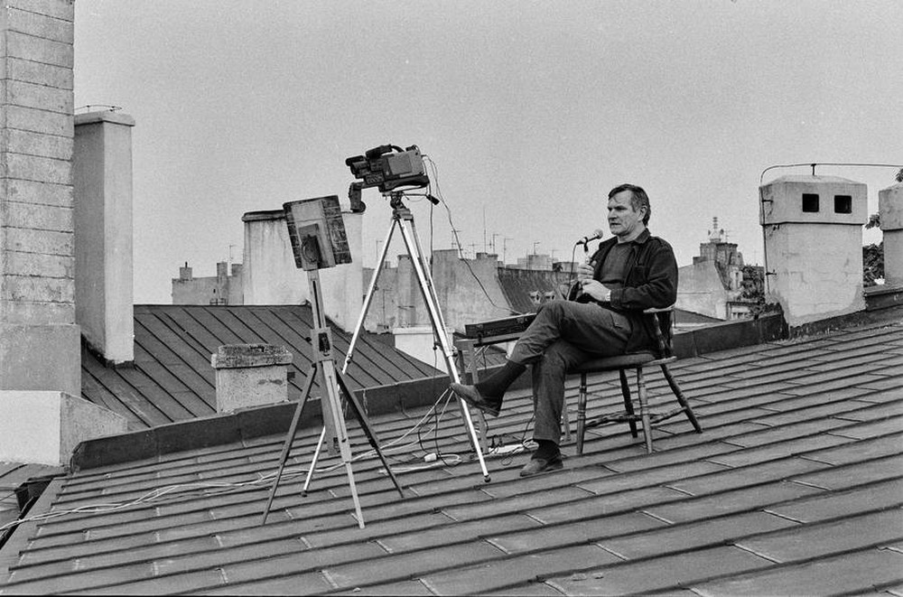 Video Eye action, Józef Robakowski, part of Andrzej Partum's Art Hotel, Łódź, 1990
