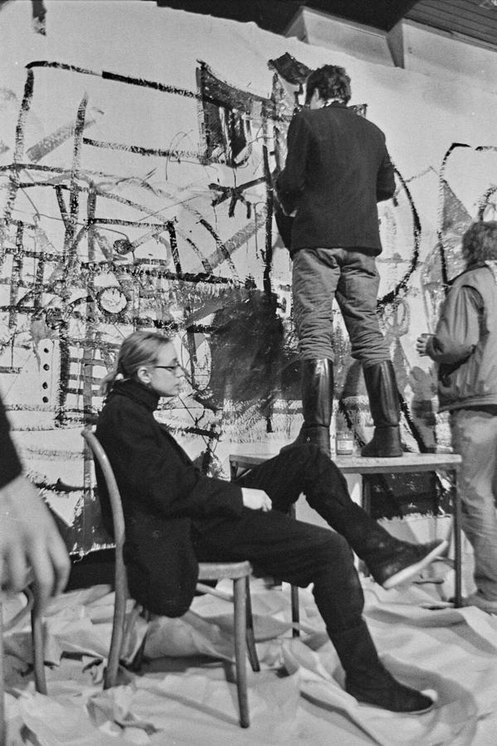 Communal painting, happening at Stodoła Gallery, Warsaw, 1986