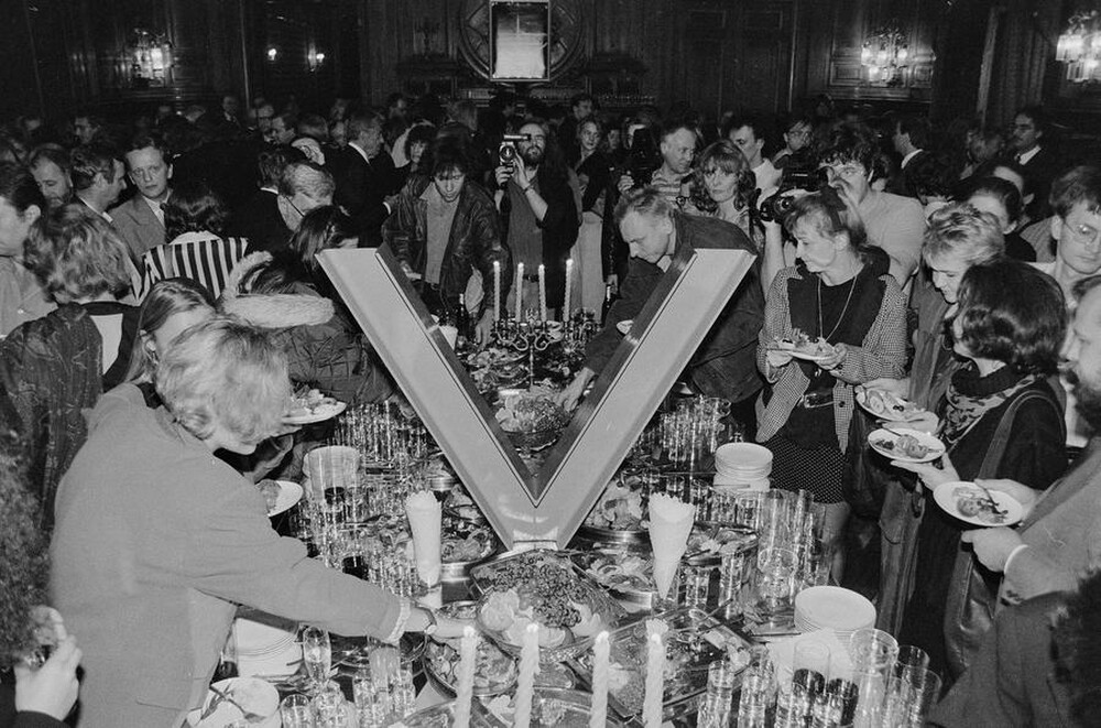 Wystawa &bdquo;Konstrukcja w procesie&rdquo; (otwarcie), Łódź, 1990