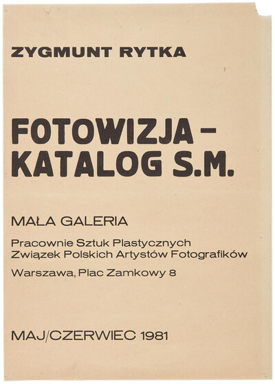 Plakat do wystawy Zygmunta Rytki &bdquo;Fotowizja - Katalog S.M.&rdquo;