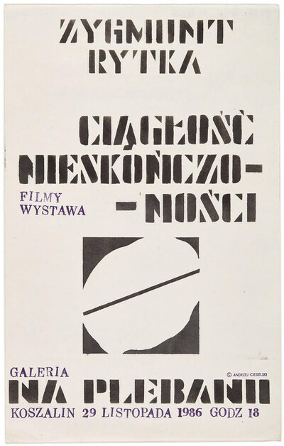 Plakat do wystawy Zygmunta Rytki &bdquo;Ciągłość nieskończoności&rdquo;