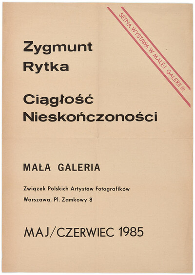 Plakat do wystawy Zygmunta Rytki &bdquo;Ciągłość nieskończoności&rdquo;