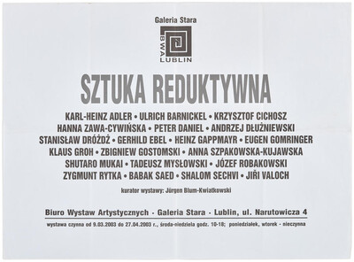 Plakat do wystawy &bdquo;Sztuka reduktywna&rdquo;