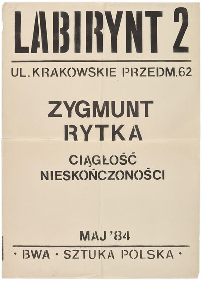 Plakat do wystawy Zygmunta Rytki &bdquo;Ciągłość nieskończoności&rdquo;