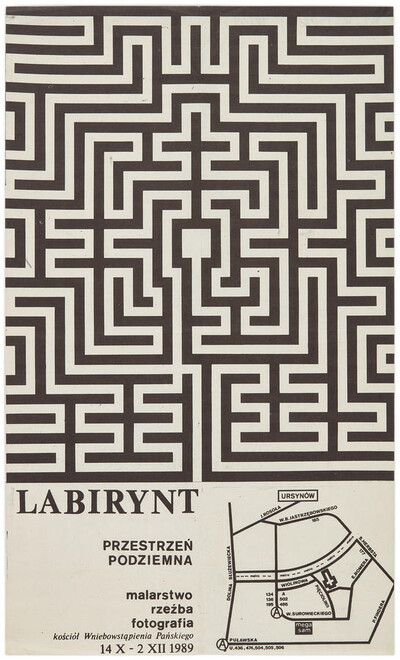 Plakat do wystawy &bdquo;Labirynt - przestrzeń podziemna - malarstwo, rzeźba, fotografia&rdquo;