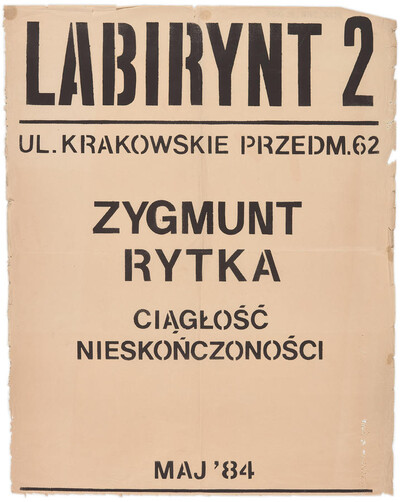 Plakat do wystawy Zygmunta Rytki &bdquo;Ciągłość nieskończoności&rdquo;