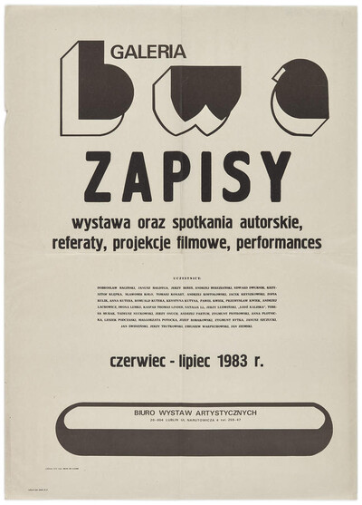 Plakat do wydarzenia artystycznego &bdquo;Zapisy&rdquo;