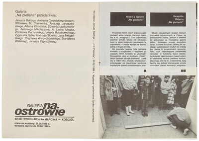 Broszura informacyjna Galerii Na Plebanii