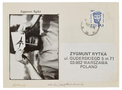 Karta pocztowa &bdquo;Obrazy uzupełniające&rdquo; Zygmunta Rytki (rewers)