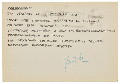 Zaproszenie do udziału w wyborze obiekt&oacute;w do &bdquo;Tanga nr 8&rdquo;