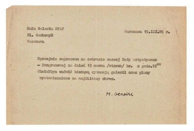 Zaproszenie na zebranie Rady Artystyczno - Programowej