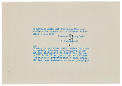 Zaproszenie do udziału w sekcji &bdquo;Filmu&rdquo;