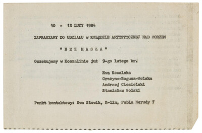 Zaproszneie do udziału w kolędzie artystycznej nad morzem &bdquo;Bez hasła&rdquo;