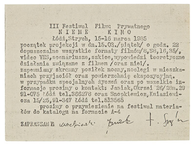 Zaproszenie na III Festiwal Filmu Prywatnego &bdquo;Nieme kino&rdquo;