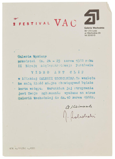 Zaproszenie na II edycje Międzynarodowego Festiwalu VIDEO ART CLIP