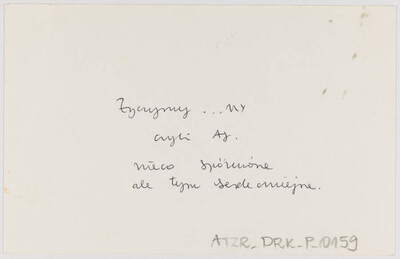 Postcard by Anna Beata Bohdziewicz with New Year's greetings for Zygmunt Rytka (reverse)