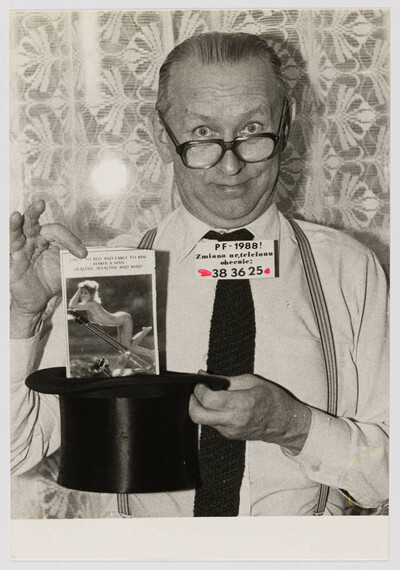 Self-portrait of Jerzy Lewczyński with New Year's greetings for Zygmunt Rytka