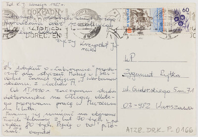 Rewers karty pocztowej  od Krzysztofa Jureckiego