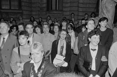 Exhibition "Construction in Process" (opening), Ł&oacute;dź, 1990