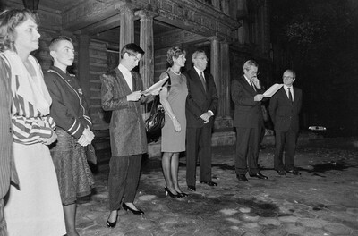 Exhibition "Construction in Process" (opening), Ł&oacute;dź, 1990