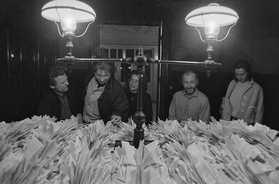 Exhibition "Construction in Process" (opening), Ł&oacute;dź, 1990